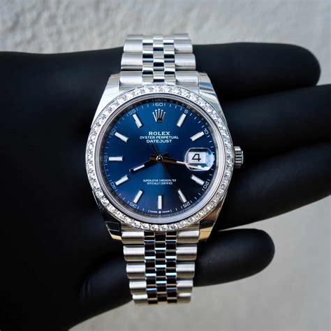 rolex blue diamond|rolex diamond bezel 41mm.